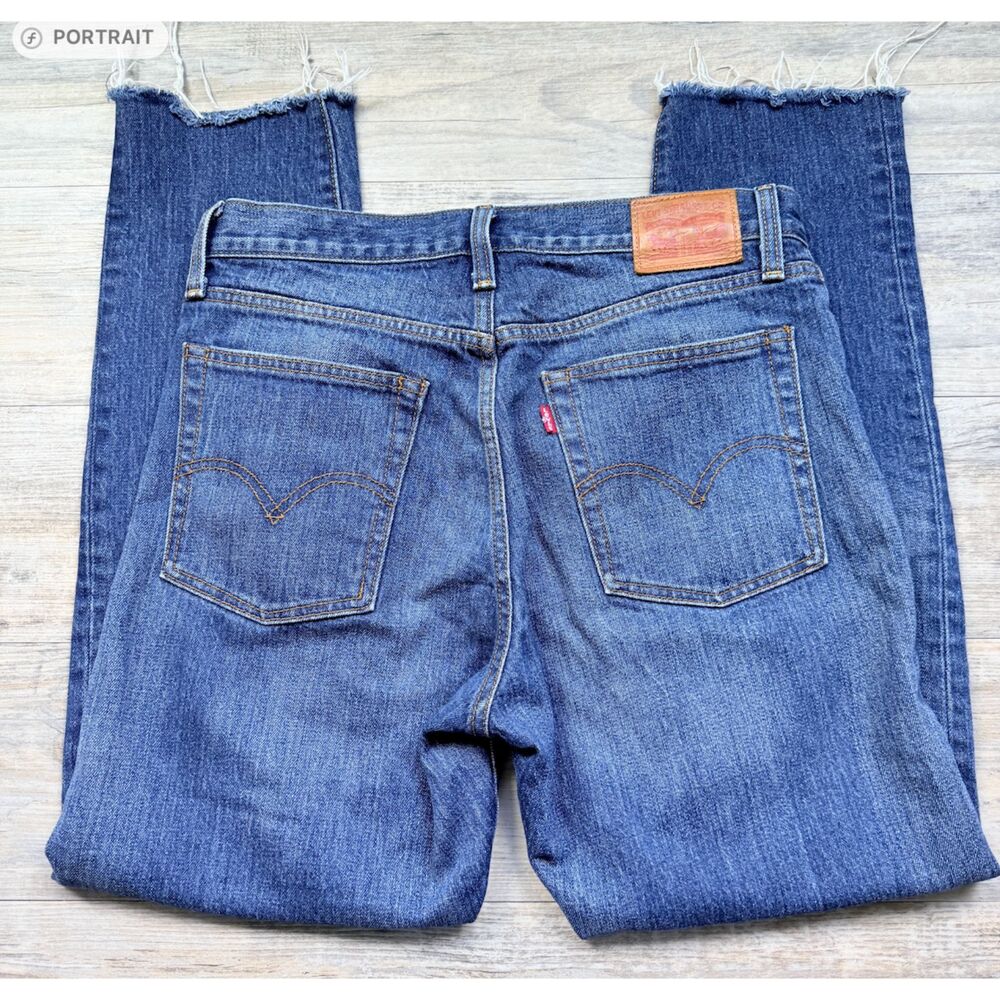 Levi's 501 White Oak Cone Denim Jeans 30x26.5 Raw Hem Straight Leg USA Made